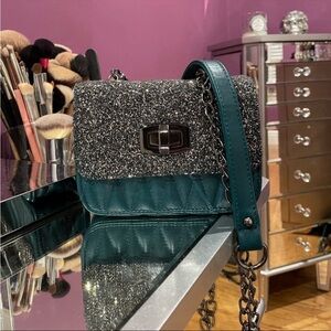 Express Green Silver Crossbody Bag